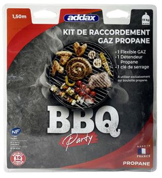 Kit propane BBQ Party avec flexible gaz de 1.50 m, détendeur et clé de serrage
