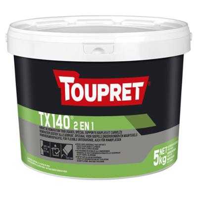 Enduit de rebouchage et de lissage 2 en 1 TX140 blanc, en seau de 5 kg, idéal pour supports souples et carrelés sur murs intérieurs.