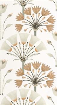 Papier peint vinyle sur intissé vert amande et doré avec reflets lumineux