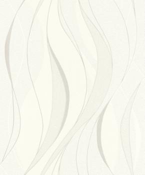 Papier peint vinyle motif vagues blanc gris argenté, lavable et résistant