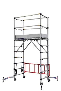 Échafaudage roulant télescopique Teletower 2 avec plateforme de travail et monté sur roues
