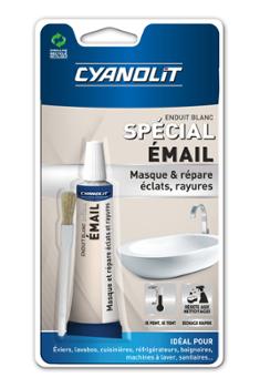 Enduit spécial émail Eclamail Blanc 15 ml pour réparation sanitaire, avec embout applicateur