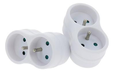 Multiprises 2 x 16A Blanches Lot de 2