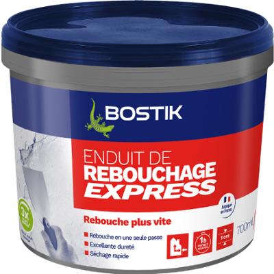 Pot d'enduit de rebouchage express en pâte de 700 ml pour intérieur multi-usages, prêt à l'emploi et séchage rapide.