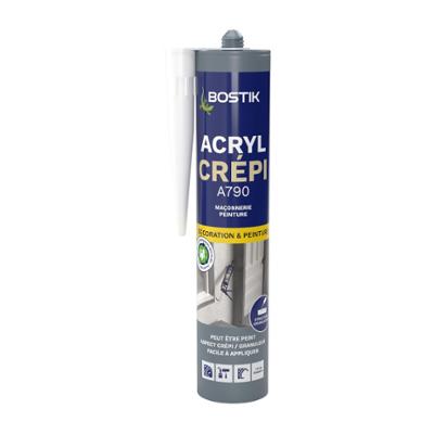 Mastic acrylique crépi blanc en cartouche 310 ml pour étanchéité et finition