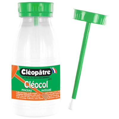Flacon de colle bricolage Cléocol 250g de la marque Cléopâtre avec bouchon pinceau vert
