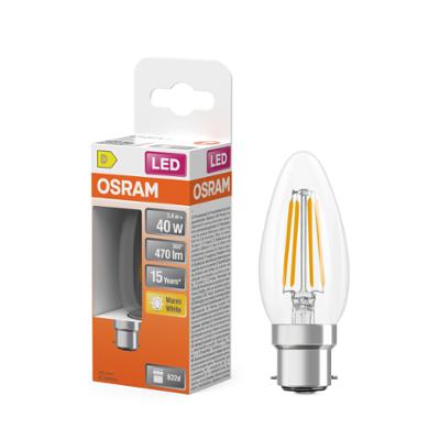 Ampoule LED Osram B22d flamme filament claire blanc chaud équivalent 40W
