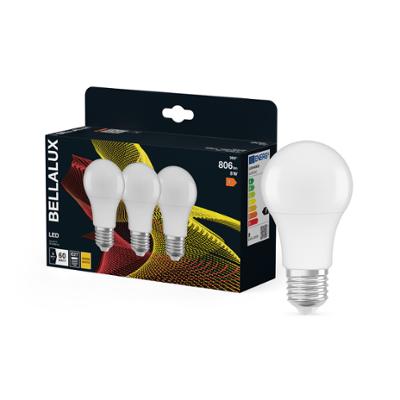 Ampoule LED Bellalux E27 forme classique opale blanc chaud équivalent 60W lot de 3