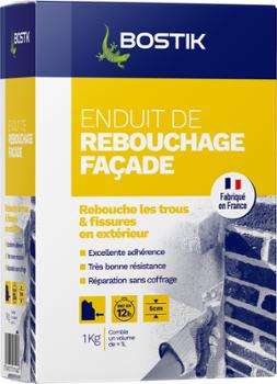 Sac d'enduit de rebouchage façade extérieur en poudre 1 kg, résistant aux intempéries