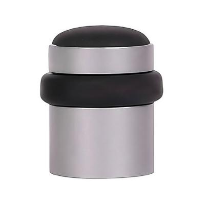 Butoir de porte cylindrique en acier inoxydable avec protections en caoutchouc noir