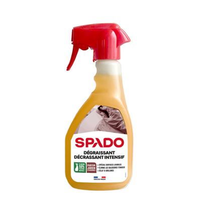 Flacon spray de 500 ml de dégraissant décirant intensif Spado pour le nettoyage en profondeur des surfaces.