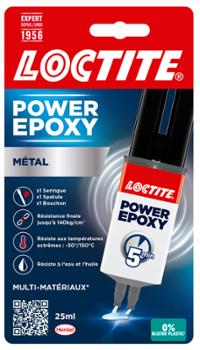 Colle époxy bi-composant Loctite Power Epoxy Métal en seringue 25 ml pour assemblage résistant