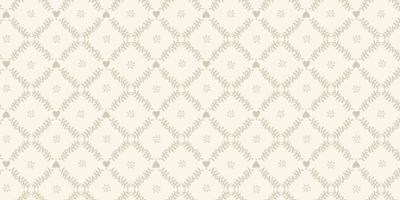 Toile cirée Déco imprimé beige romantique et vintage avec un treillis géométrique en losanges formé de guirlandes de feuillage délicat 140 cm x 20 m, imperméable et facile d'entretien.